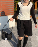 OSナイロンミニホボバッグ/ OS nylon mini hobo bag - BLACK