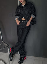 (UNISEX) ノンフェードステッチデニムパンツ