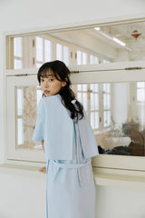 layered ribbon onepiece sky blue