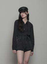 pintuck string shirt