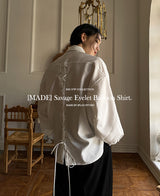 [自主製作] [Restock] サベージアイレットバルーンシャツ/ Savage Eyelet Balloon Shirt (2 color)