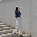 [5color] nylon wide cargo pants