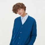 LAMBSWOOL V NECK CARDIGAN_BLUE (6612827963510)
