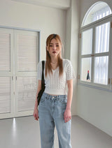 [MADE] Short Sleeve Crop Knit Top