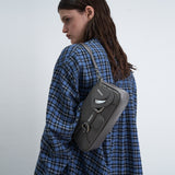 HEART CHARM FLAP BAG_GREY