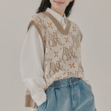 アーガイルロゴニットベスト / ARGYLE LOGO KNIT VEST_OATMEAL