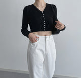 Miss Daily V-Neck Cropped Cardigan [4 colors]