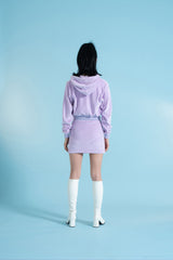 シグネチャー ベルベット クロップ丈ジップアップパーカー - Signature Velvet Cropped Hoodie Zip-up (4397430866038)
