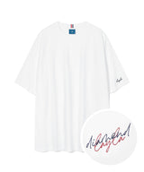 シグネイチャーバックレタリングフレンチショートスリーブTシャツT65/Signature Back Lettering French Short Sleeve T65 White