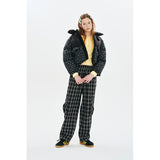 COLORING GRID PATTERN CROP DOWN JUMPER [BLACK]