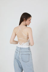 バックスリットクロップスリーブレス / Back Slit Crop Sleeveless White