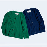 ラウンドネックワッフルカーディガン/DAMP ROUND-NECK WAFFLE CARDIGAN_NAVY