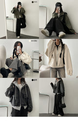 Pelo Leather String Pocket Collar Jacket