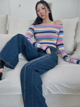 レインボーストライプトップ / rainbow stripe top