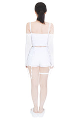 2シャーリングハートネッククロップドスリーブレストップ/two shirring heart neck cropped sleeveless top (white)