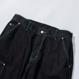 カラースティッチデニムパンツ / COLOR STITCH PANEL DENIM PANTS - BLACK