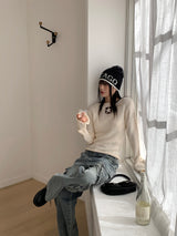 Kinu star point boat neck long sleeve knit