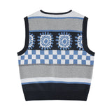 シークレットパターンニットジップアップベスト/SECRET PATTERN KNIT ZIP UP VEST - BLUE