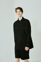 HALF & HALF SOLID POCKET SHIRT (6538806689910)