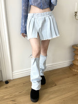 デニムプリーツスカートウォーマーセット/[Aespa Karina] 737. Denim pleats sk warmer set