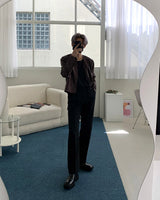 クロップドレザーカーディガン/SI Cropped Leather Cardigan (3 colors)