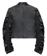 ショート丈ブレザー / Cropped blazer with sleeve design (4363514740854)