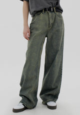 オリーブウォッシュデニムパンツ / Olive washed denim pants
