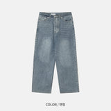(UNISEX) ピーナッツラインワイドデニムパンツ
