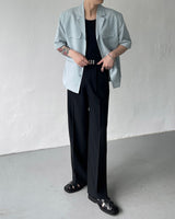 SI linen short-sleeved three-button jacket (2 colors)
