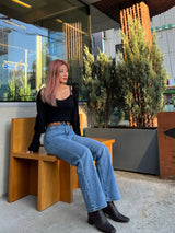 レザーベルトポイントストレートフィットデニムパンツ/BILLLIE SUHYEON LEATHER BELT POINT STAIGHT FIT LIGHT BLUE DENIM [16629]
