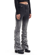 BOOTSCUT SHIRRING DENIM PANTS (BLACK)
