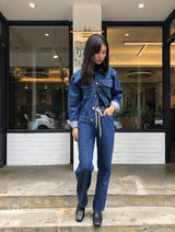 ルーズフィットバックレーベルポイントダークデニムジャケット/LOOSE FIT BACK LABEL POINT DARK DENIM JACKET [17707]