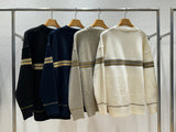 LMN Curve Arrow Henley Neck Knitwear (4 colors)