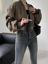 サテン クロップ アビエーション ジャンパー / Satin Crop Aviation Jumper (2color)