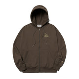 チェリーケーキ柄ジップアップフーディー／CHERRY CAKE PATTERN ZIP UP HOODIE [BROWN]