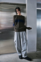 COLOR-LINE 7G KNIT CREW-NECK (Khaki) / カラーラインニットクルーネック
