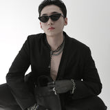 11mm ラウンド チェーン リンク ブレスレット / [BLESSEDBULLET]11mm round chain link bracelet_dark silver/silver