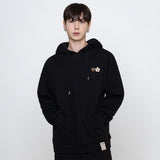 スモールフラワーベアーフェイス刺繍スマイルフーディー/Small Flower Bear Face Embroidery Smile Hoodie