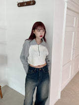 クロップハーフカラーニット/Crop Half Color Knit (2color)