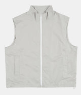 Glossy nylon half-neck 2-way vest zip-up