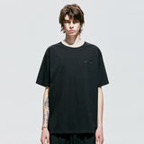 リブボールドネックピアストTシャツ / rib bold neck pierced t-shirt black