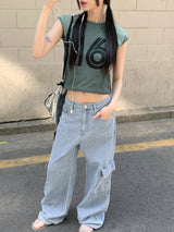 リル16スポーティーメッシュクロップ半袖Tシャツ / RilU 16 Sporty Mesh Crop Short-Sleeved T-Shirt