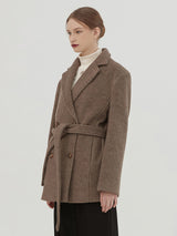 BELTED HALF COAT -BROWN (6644097220726)