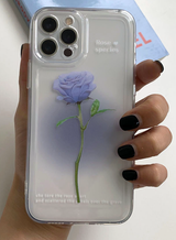 ローズブルーハートIPhoneトランスペアレントケース / Rose Blue Heart iPhone Transparent Case
