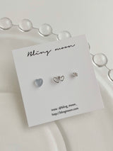 [3 set] sky double heart piercing set
