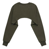 KHAKI ATHR MAXI CROP SWEATSHIRT