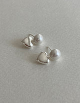 [92.5silver] heart pearl earrings