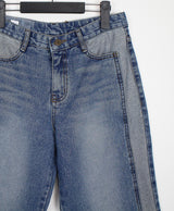 カラーマッチングカットブラッシュデニムパンツ/no.1792 color matching cat brush denim pants