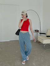 ストライプバンディングデニムパンツ/striped banding denim pants