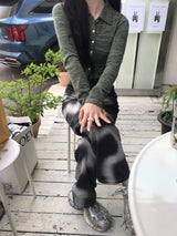ウェーブプリントデニムパンツ
